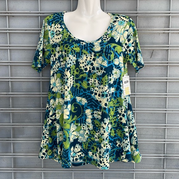 LulaRoe Floral & Leaf  Printed Perfect T High Low Top-#0229 - Picture 5 of 12
